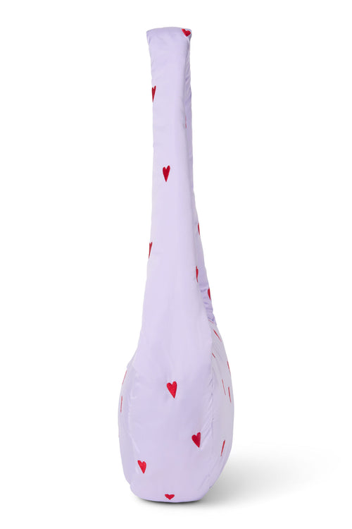 Lila Puffy Mini-Umhängetasche mit Herzen