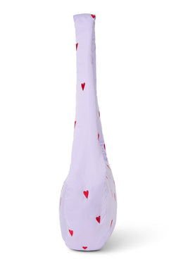 Lila puffy Mini-Umhängetasche mit Herzen