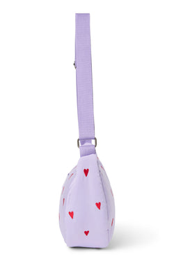Lila puffy Adult-Gürteltasche mit Herzen