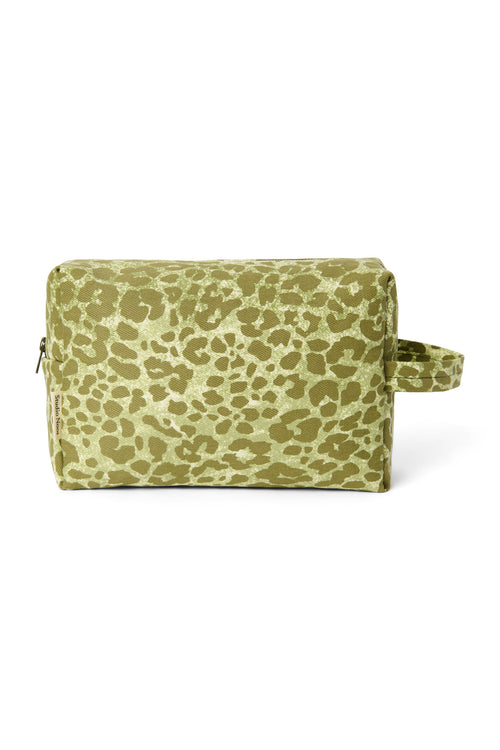Green Leopard Cotton-Kosmetiktasche