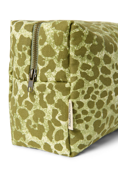 Green Leopard Cotton-Kosmetiktasche