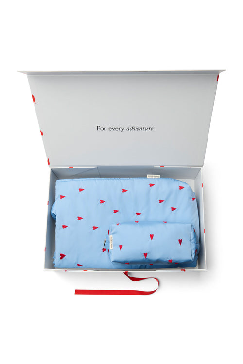 Classic Puffy Geschenkset | Hellblaue Herzen
