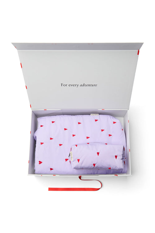 Classic Puffy-Geschenkset | Lila Herzen
