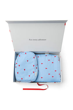 Passendes Puffy-Geschenkset | Hellblaue Herzen