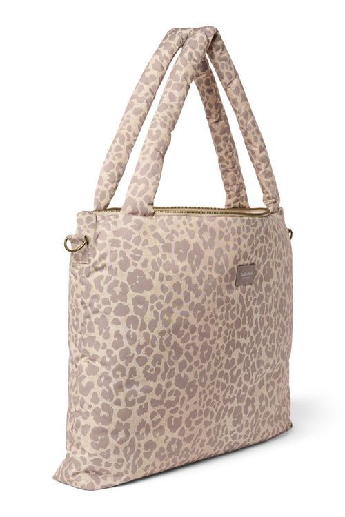 Puffy-Wickeltasche | Beige Leopard 
