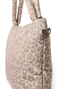Puffy-Wickeltasche | Beige Leopard 