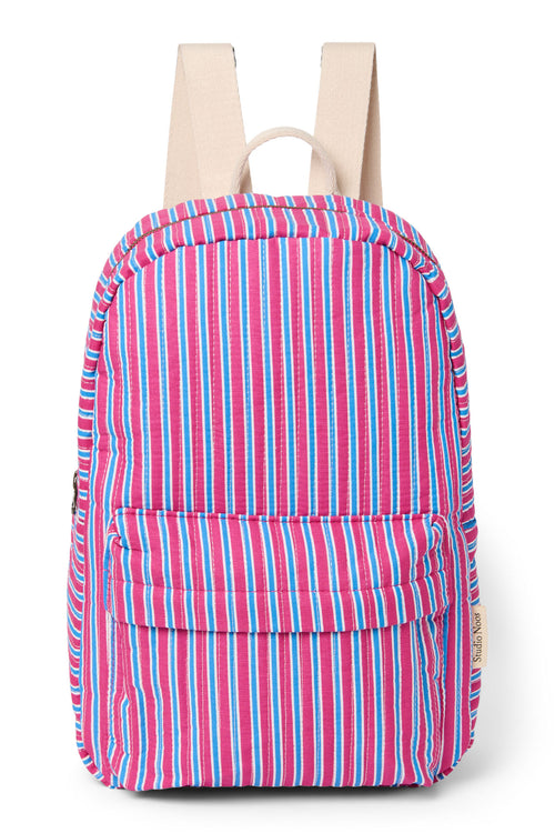Raspberry Striped Poplin Midi-Rucksack