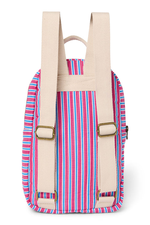 Raspberry Striped Poplin Mini-Rucksack