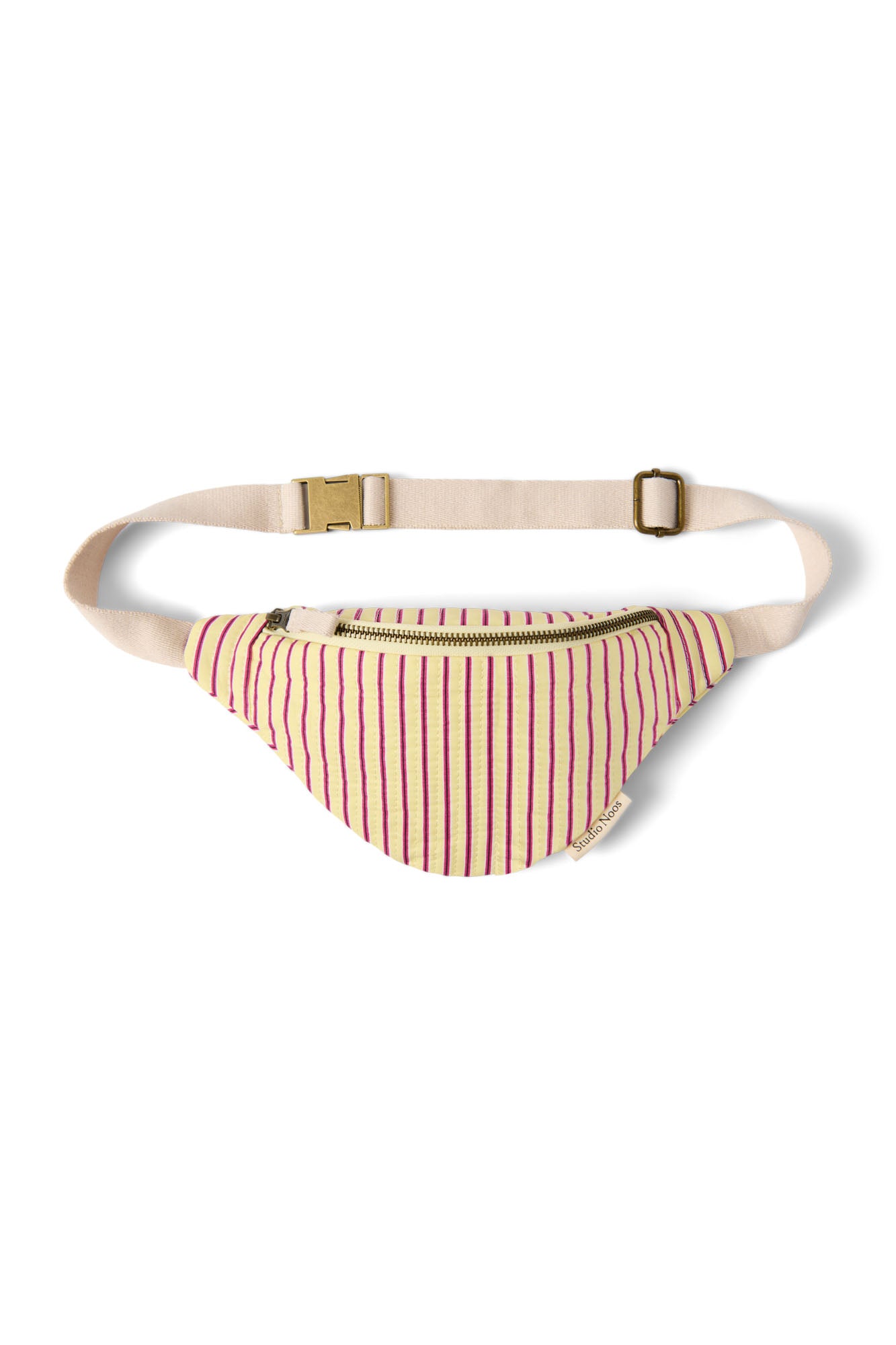 Butter Yellow Striped Poplin Mini-Gürteltasche