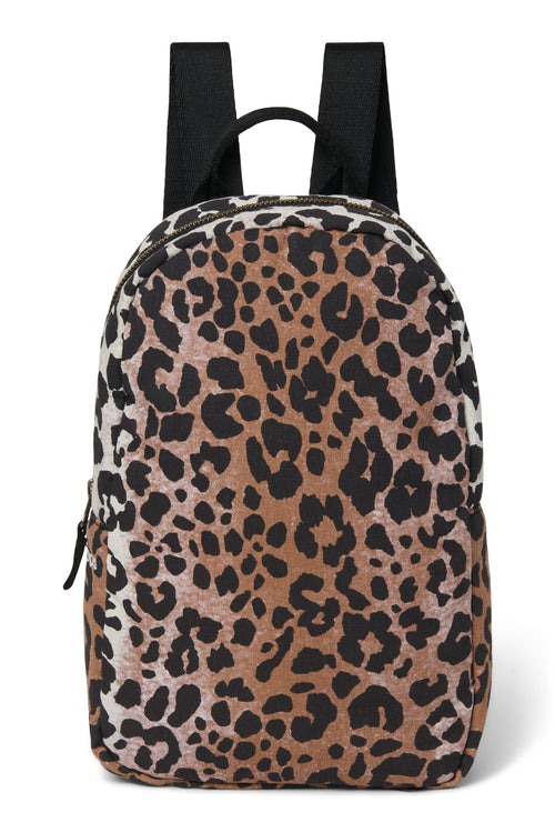 Weicher Mini-Rucksack aus Baumwolle | Haselnussbrauner Leopard