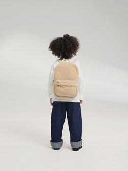 Teddy Midi-Rucksack mit Fronttasche | Ecru