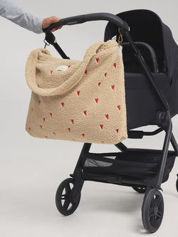 Teddy Hearts-Wickeltasche | Ecru
