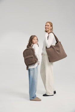 Teddy Midi-Rucksack mit Fronttasche | Braune