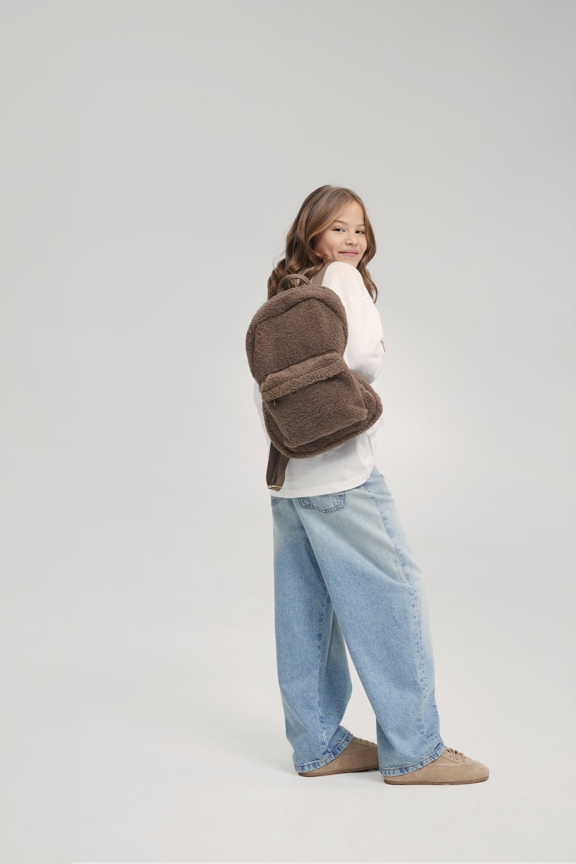 Teddy Midi-Rucksack mit Fronttasche | Braune