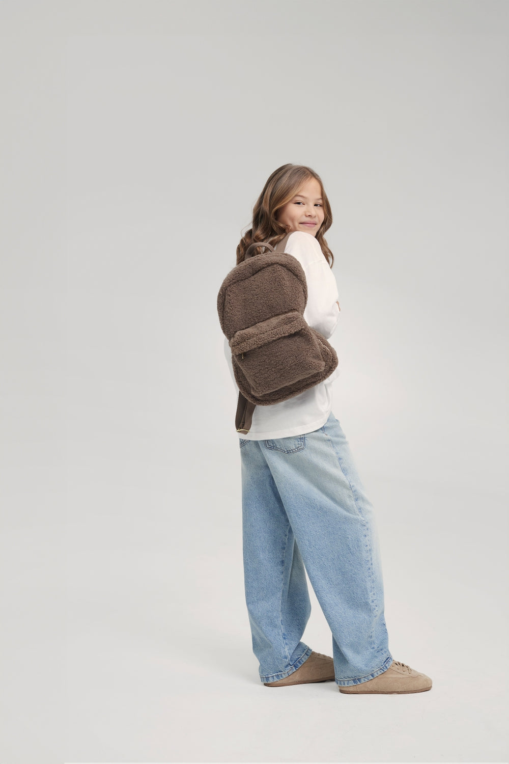 Teddy Midi-Rucksack mit Fronttasche | Braune