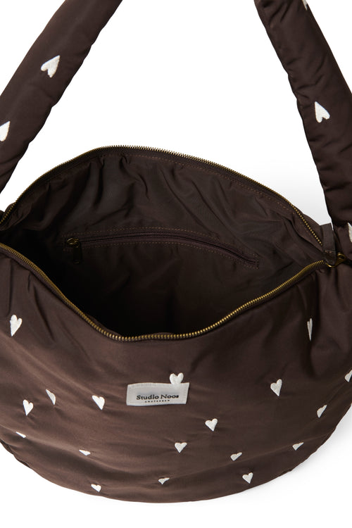 Puffy-Umhängetasche | Braune Hearts