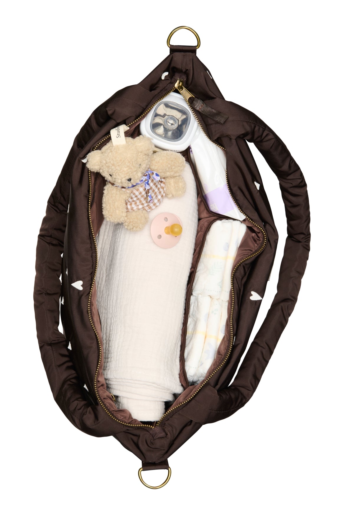 Puffy-Wickeltasche | Braun Hearts
