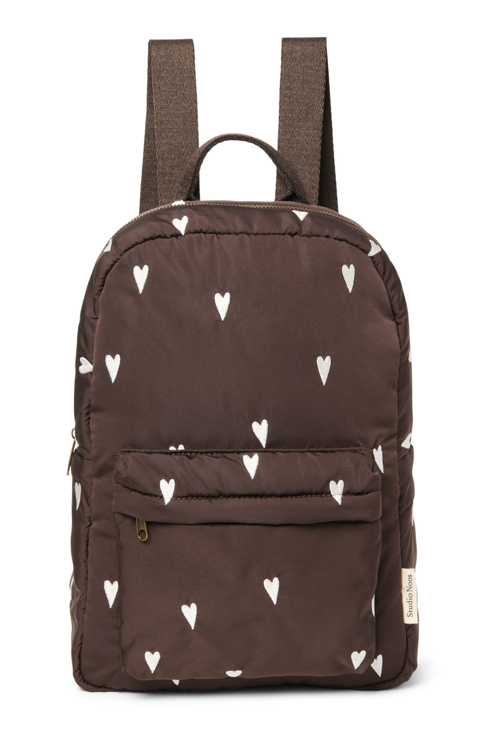 Puffy Midi-Rucksack | Braun Hearts