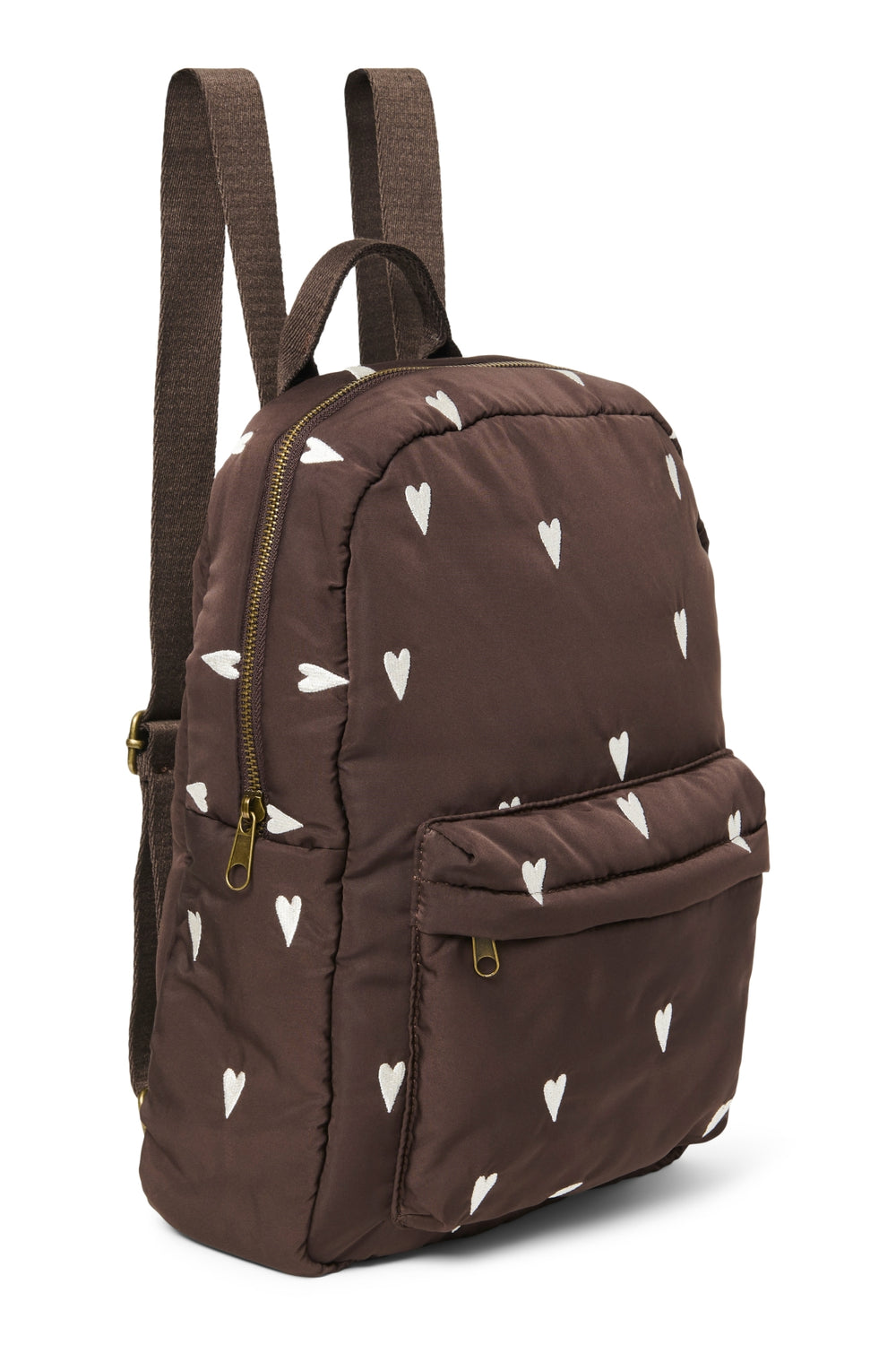 Puffy Midi-Rucksack | Braun Hearts