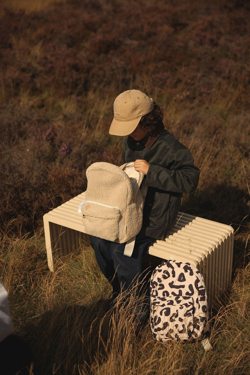 Teddy Midi-Rucksack mit Fronttasche | Ecru