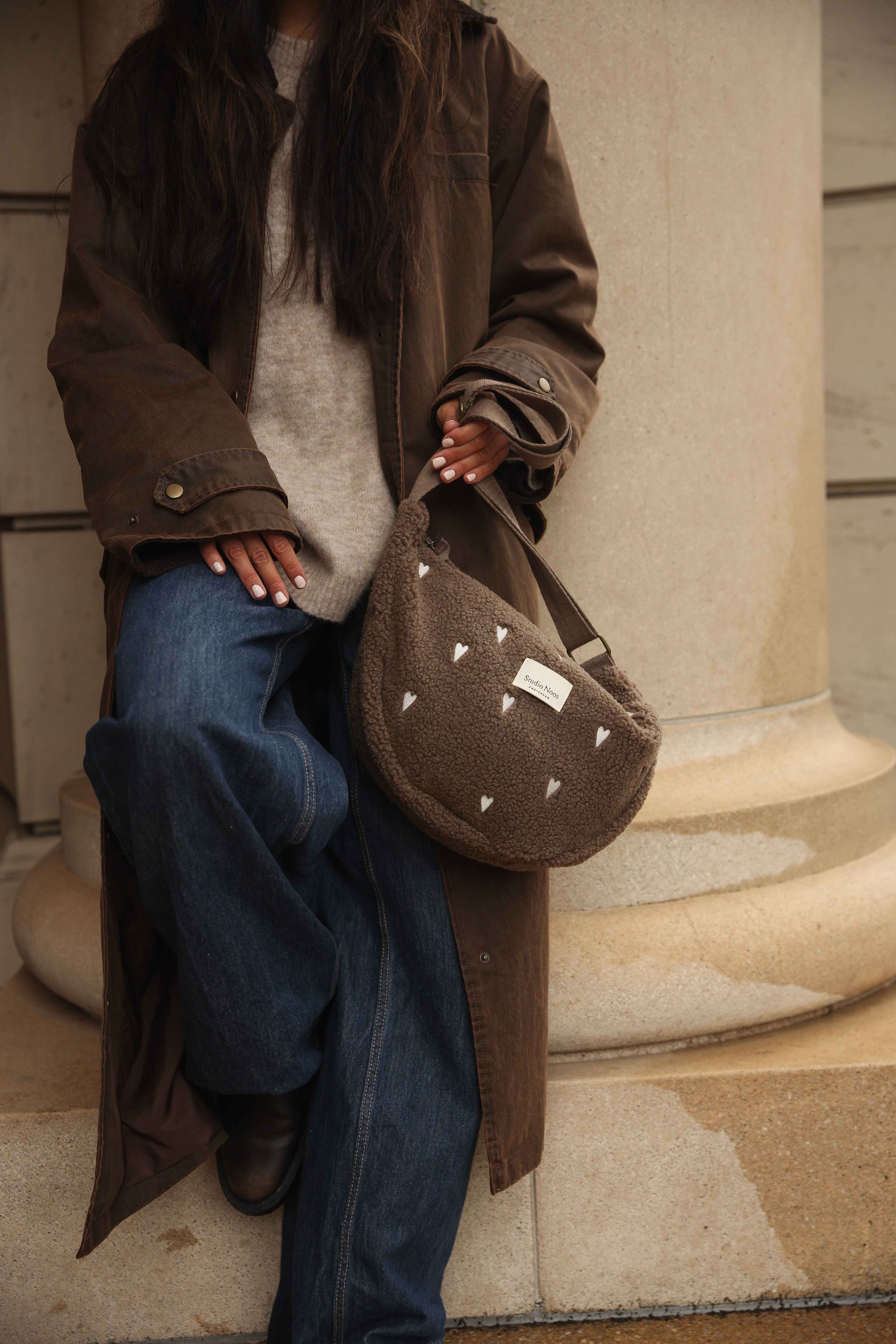 Teddy Adult-Gürteltasche | Braune Hearts