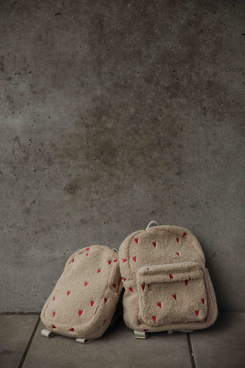 Teddy Hearts Midi-Rucksack | Ecru Hearts