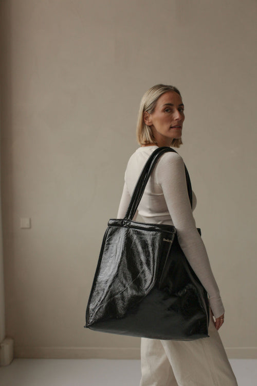 Teddy Mom-Bag | Schwarze Lacquer