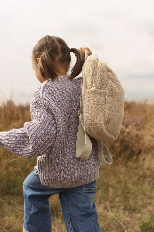 Wollweißer Teddy Mini-Rucksack