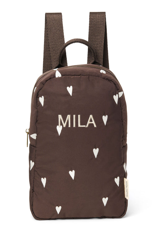Puffy Mini-Rucksack | Brauner Hearts